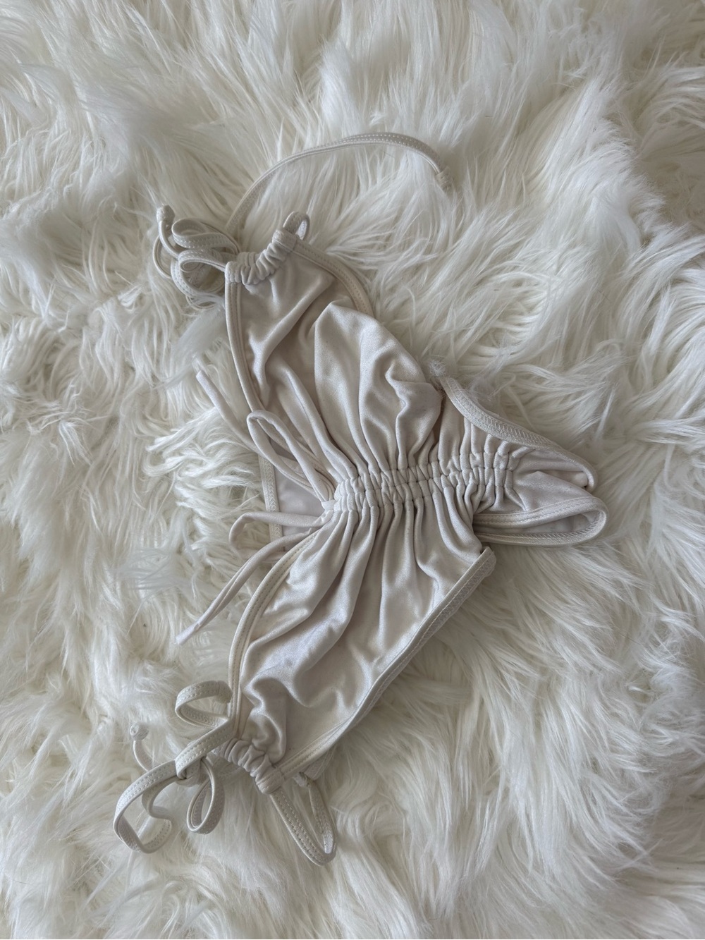 DOLL SWIMWEAR - Adjustable Ruched White Bikini Bottoms